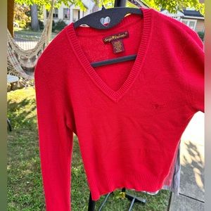 Sergio Valente lipstick red cropped v-neck sweater